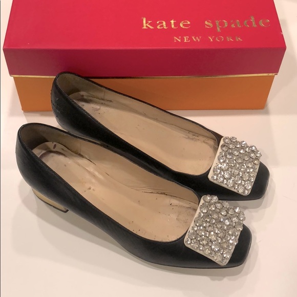 kate spade Shoes - Kate Spade Mixer black leather flats w/ crystals
